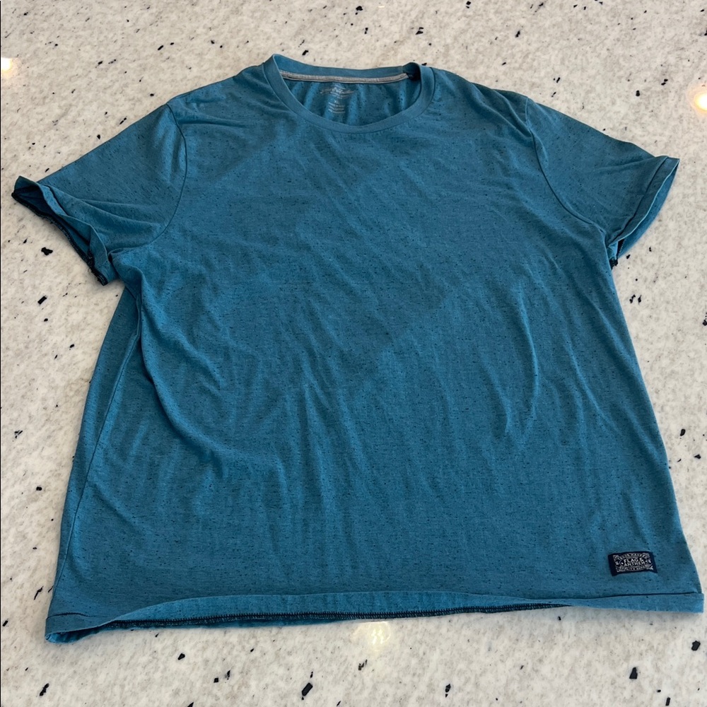 Flag & Anthem Casual Blue Short Sleeve Tee for Men with Black Specs